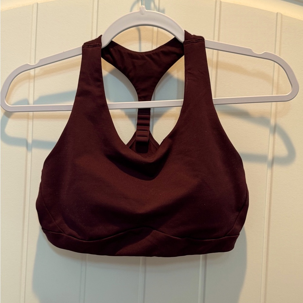 Athleta performance racer back sports bra maroon adjustable straps